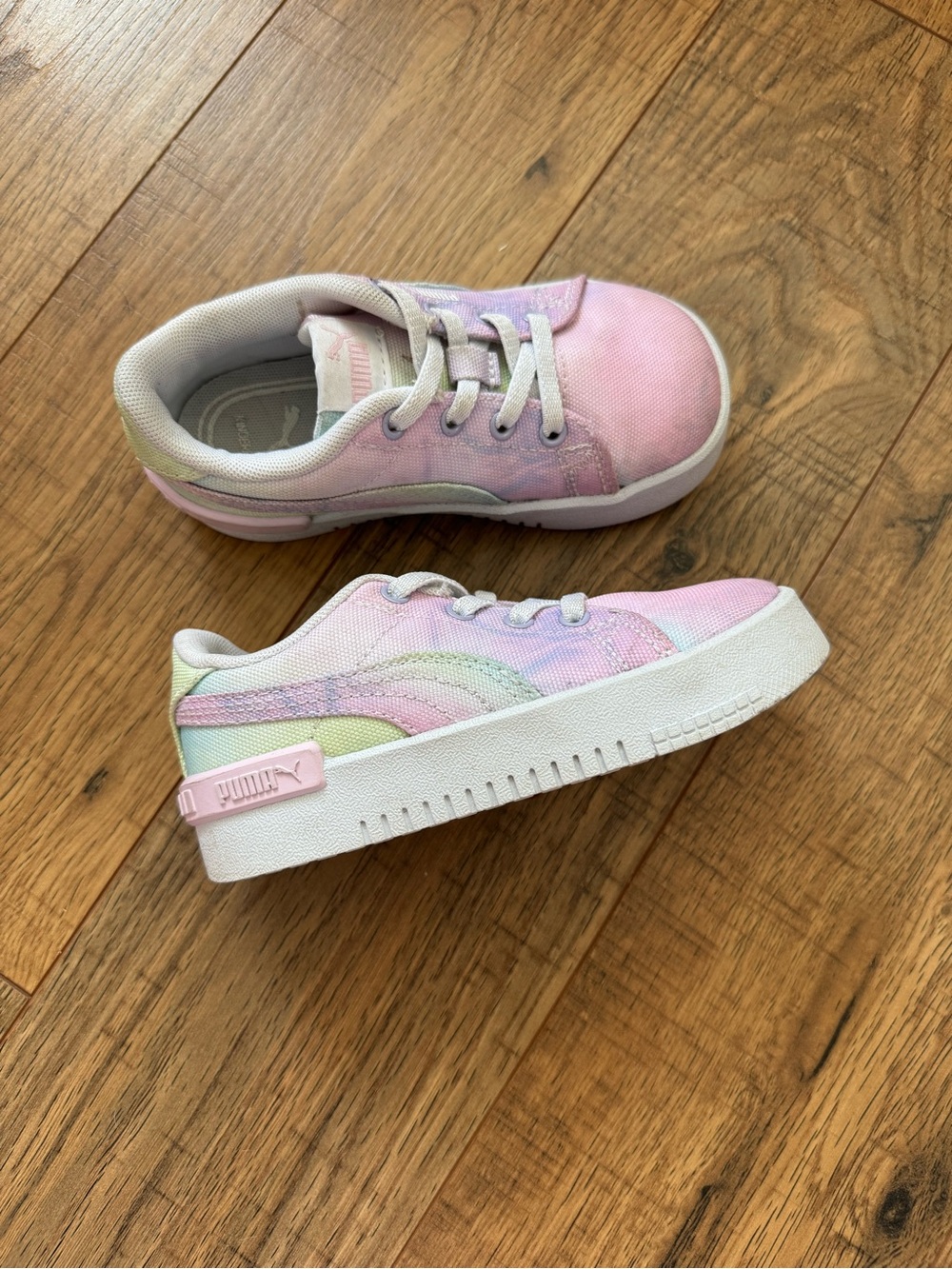 Puma Kids Pastel Tie-Dye Pink & Multicolor Lace-Up Sneakers